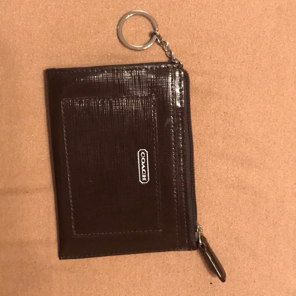 Coach wallet, brown with silver accents